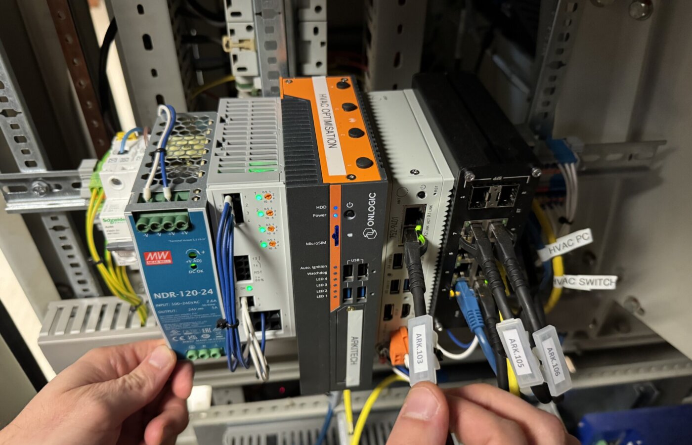 Arkitech edge computer installed in cruise vessel HVAC automation cabinet